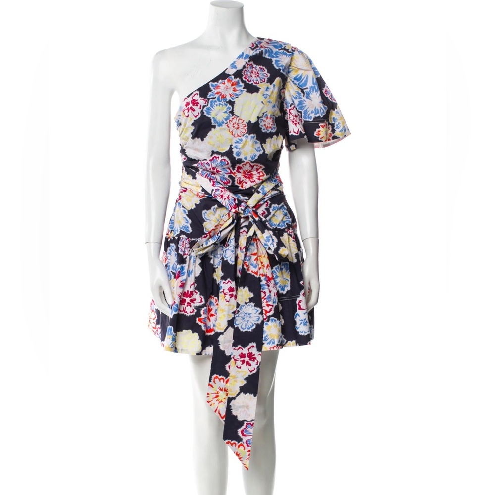 Tanya Taylor Amber Floral One-Shoulder Dress - Multicolor Size 0